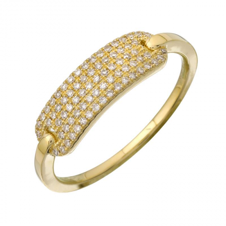 14KT Yellow Gold Diamond Pave Bar Ring