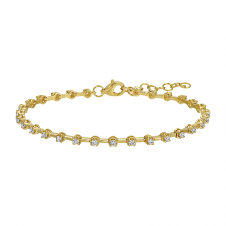 14K Yellow Gold Diamond Bar Link Diamond Tennis Bracelet