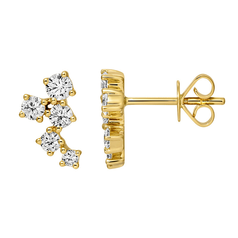 14K Yellow Gold Lab Diamond Climber Earrings