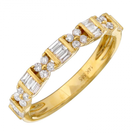 14KT Yellow Gold Clover Motif Band