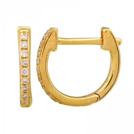 14KT Yellow Gold Diamond Huggie Earrings
