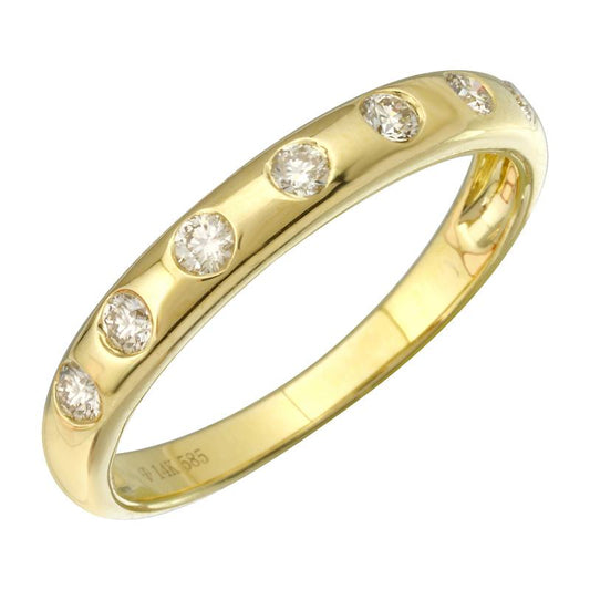 14KT Yellow Gold Inlay Diamond Ring