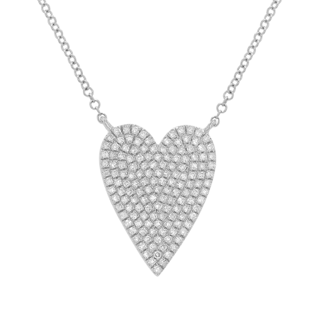 14KT White Gold Diamond Heart Necklace