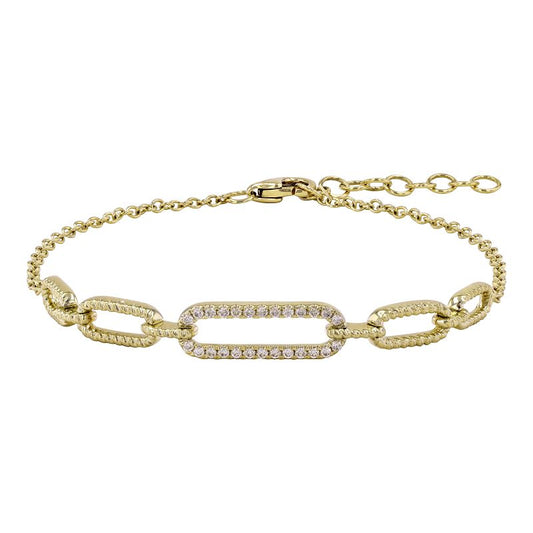 14k Yellow Gold Diamond Link Bracelet