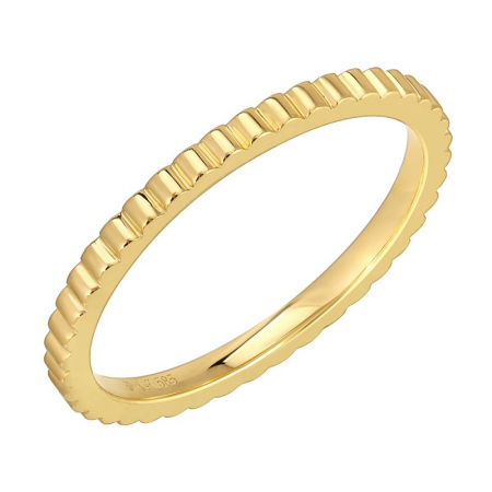14KT Yellow Gold Fluted Lines Hand Made Dainty Band