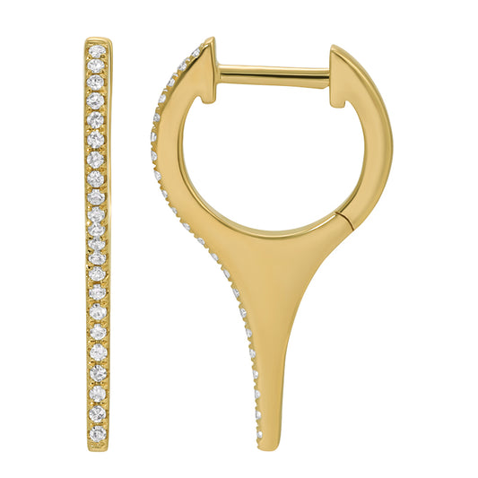 14k Yellow Gold Diamond Spike Huggie Earrings