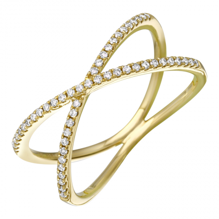 14KT Yellow Gold Criss Cross Diamond Ring