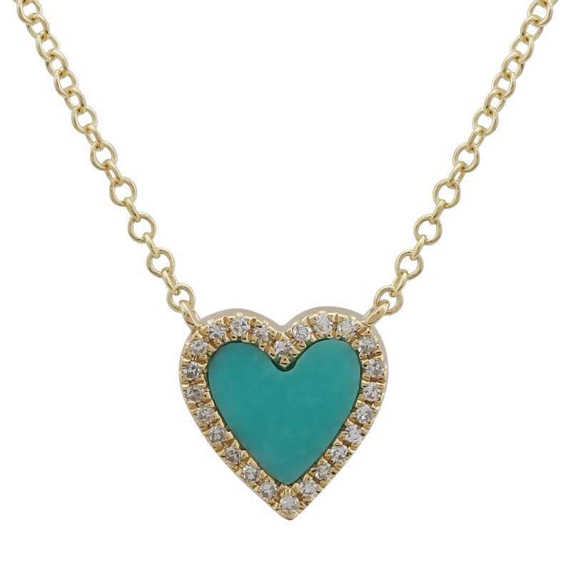 14kt Yellow Gold Turquoise Heart Necklace