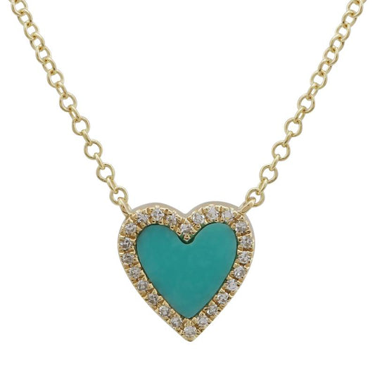 14kt Yellow Gold Turquoise Heart Necklace