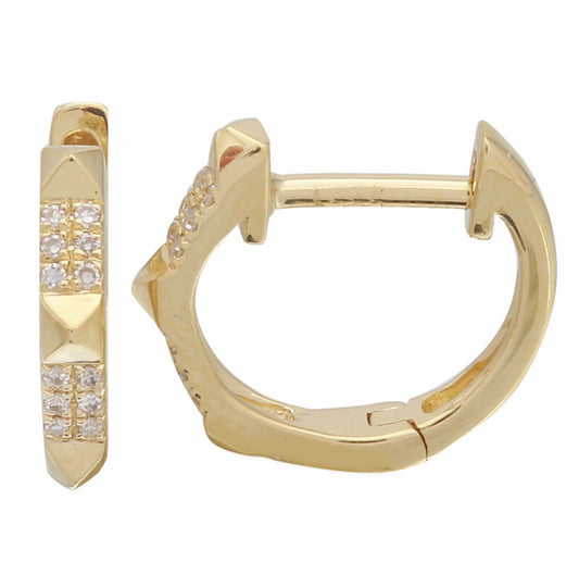 14K Yellow Gold Pyramid Diamond Earirngs