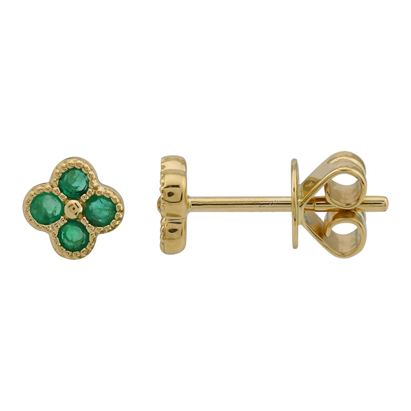 Natural Emerald Clover Stud Earrings