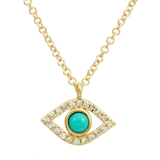 Evil Eye Diamond & Turquoise Necklace
