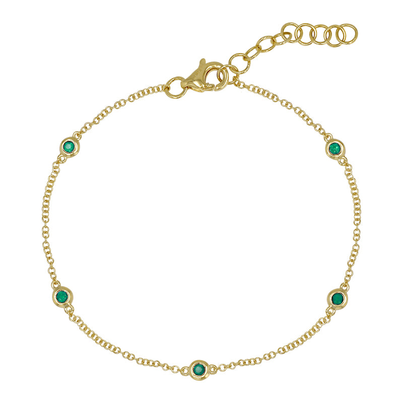 Emerald Bezel Station Bracelet