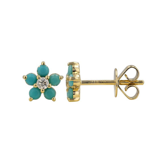 Mini Turquoise Flower Stud Earrings