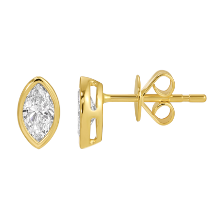 14KT Yellow Gold Marquise Bezel Stud Earrings